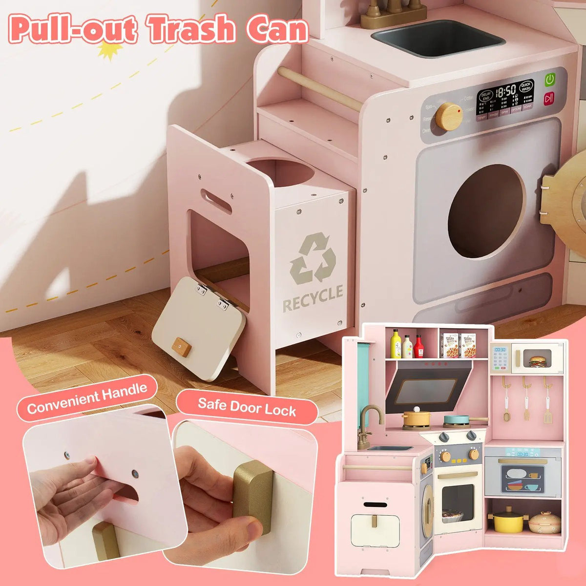 Corner Kitchen Toys with Lights and Sounds with Pull-out Trash Can and Stoves, photo 17 of 24