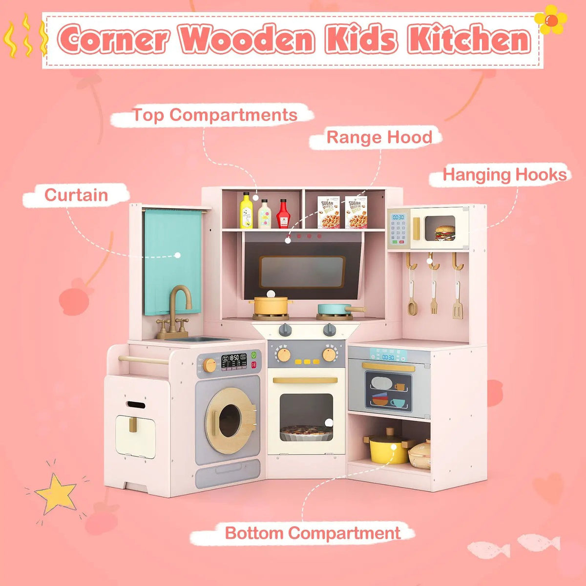 Corner Kitchen Toys with Lights and Sounds with Pull-out Trash Can and Stoves, photo 23 of 24