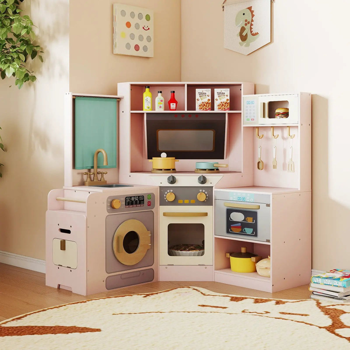 Corner Kitchen Toys with Lights and Sounds with Pull-out Trash Can and Stoves, photo 4 of 24