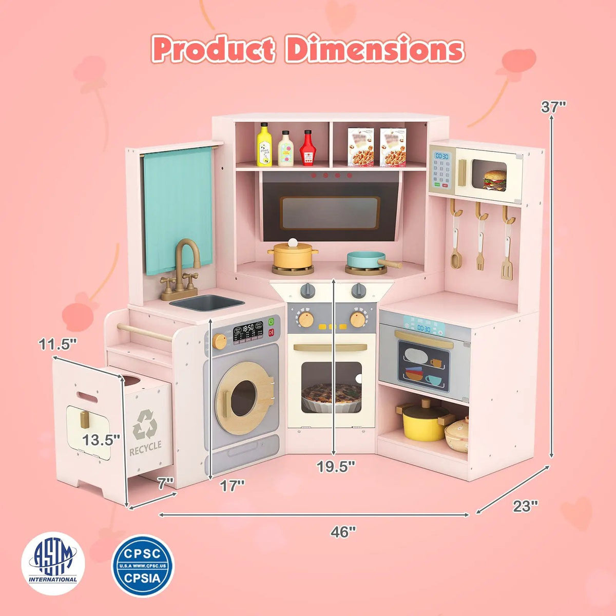 Corner Kitchen Toys with Lights and Sounds with Pull-out Trash Can and Stoves, photo 10 of 24