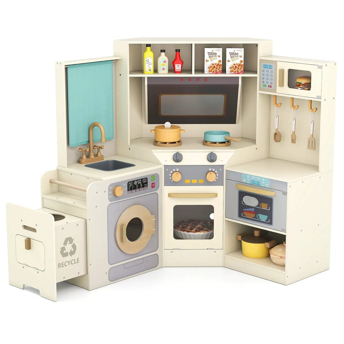 Corner Kitchen Toys with Lights and Sounds with Pull-out Trash Can and Stoves, photo 8 of 24