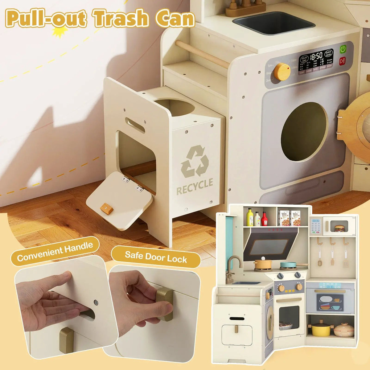Corner Kitchen Toys with Lights and Sounds with Pull-out Trash Can and Stoves, photo 18 of 24