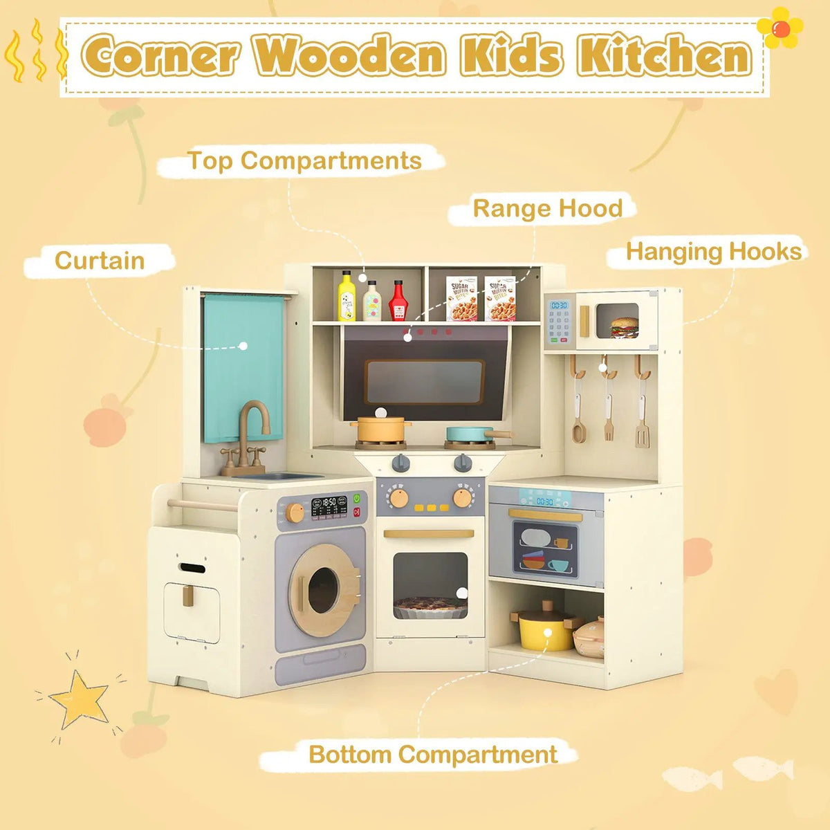 Corner Kitchen Toys with Lights and Sounds with Pull-out Trash Can and Stoves, photo 24 of 24