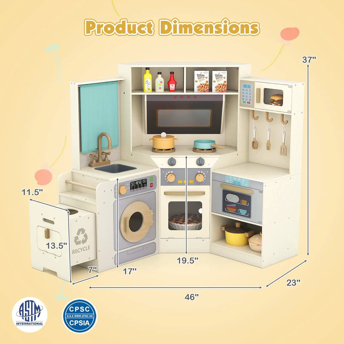 Corner Kitchen Toys with Lights and Sounds with Pull-out Trash Can and Stoves, photo 11 of 24