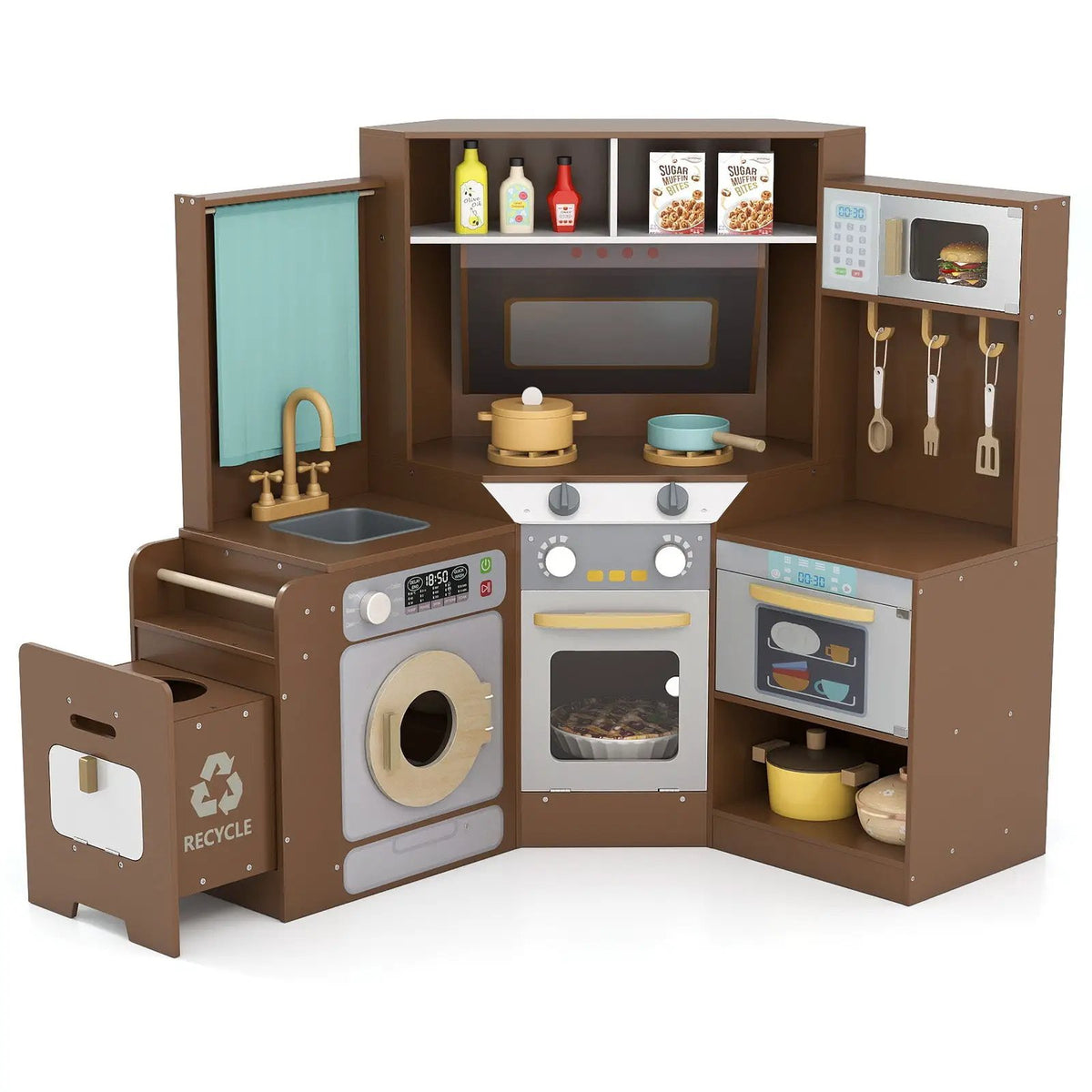 Corner Kitchen Toys with Lights and Sounds with Pull-out Trash Can and Stoves, photo 9 of 24