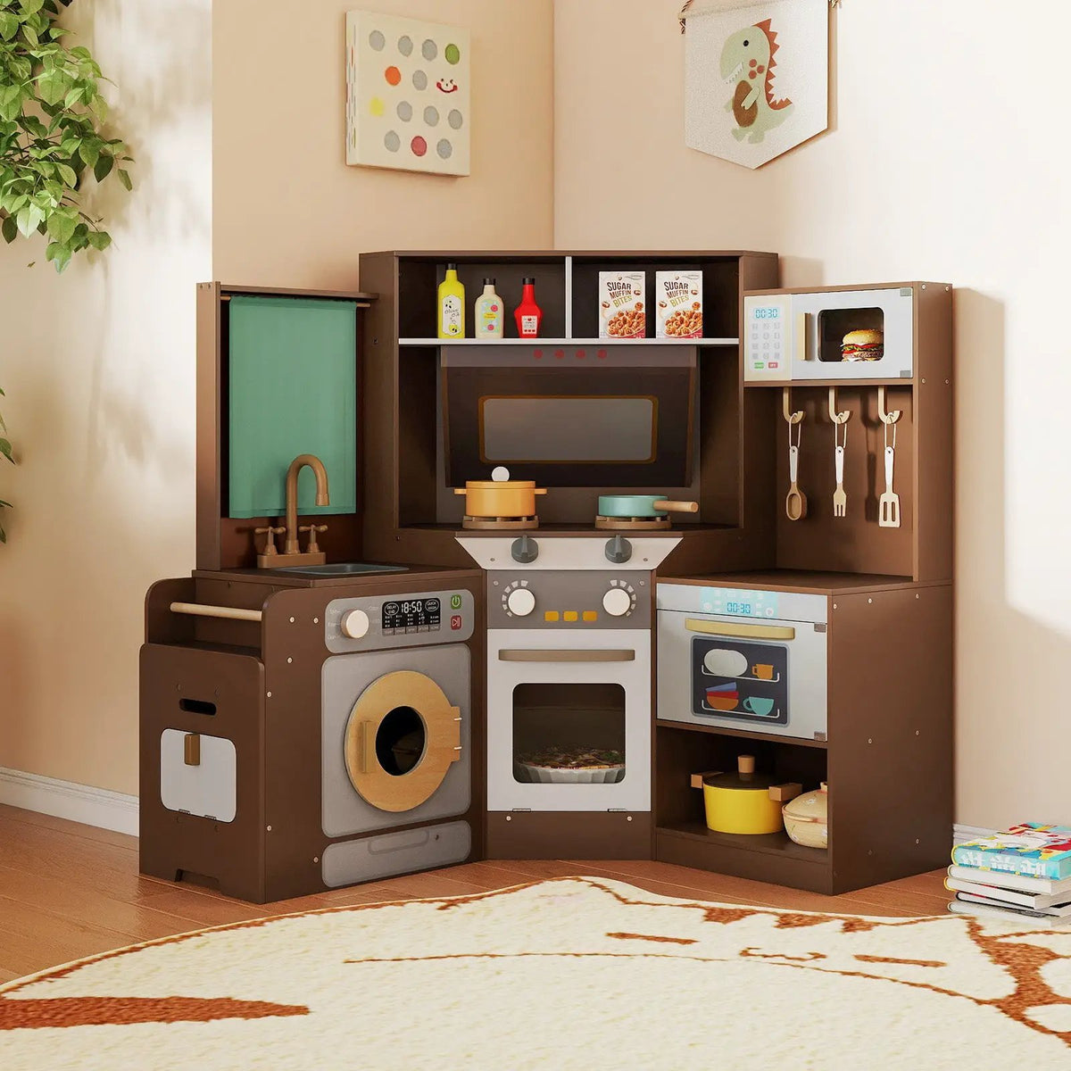 Corner Kitchen Toys with Lights and Sounds with Pull-out Trash Can and Stoves, photo 6 of 24