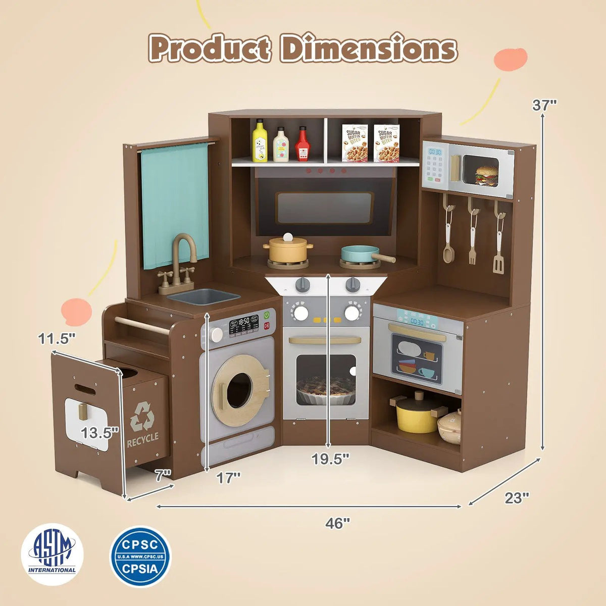 Corner Kitchen Toys with Lights and Sounds with Pull-out Trash Can and Stoves, photo 12 of 24