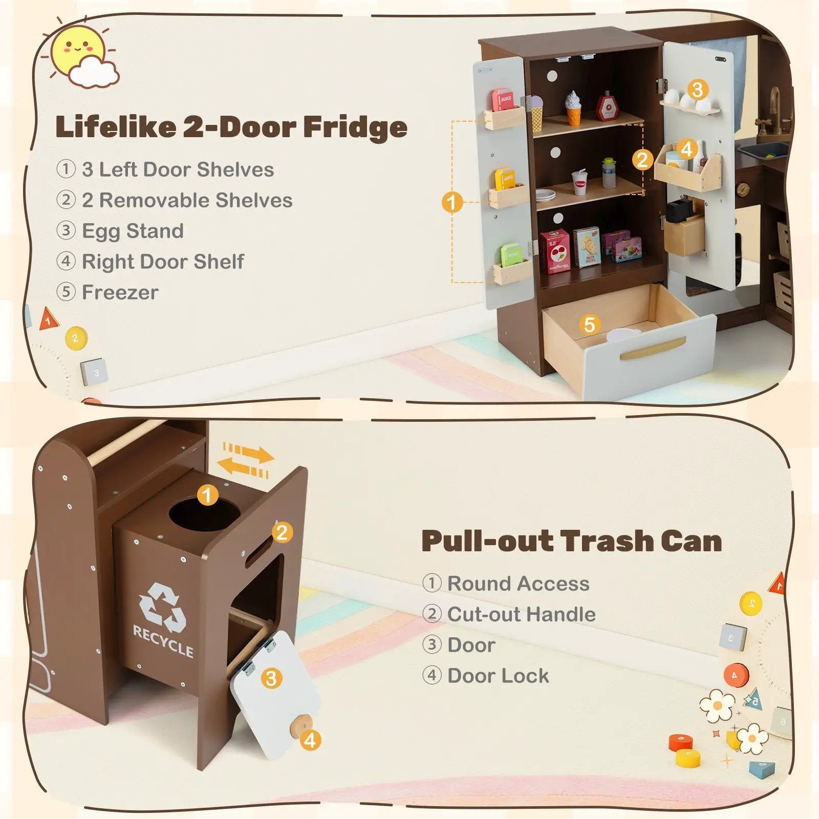 Corner Play Kitchen with Lights and Sounds for Ages 3+ by DirectDeals