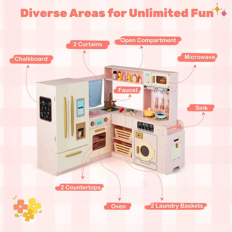 Corner Play Kitchen with Lights and Sounds for Ages 3+ by DirectDeals