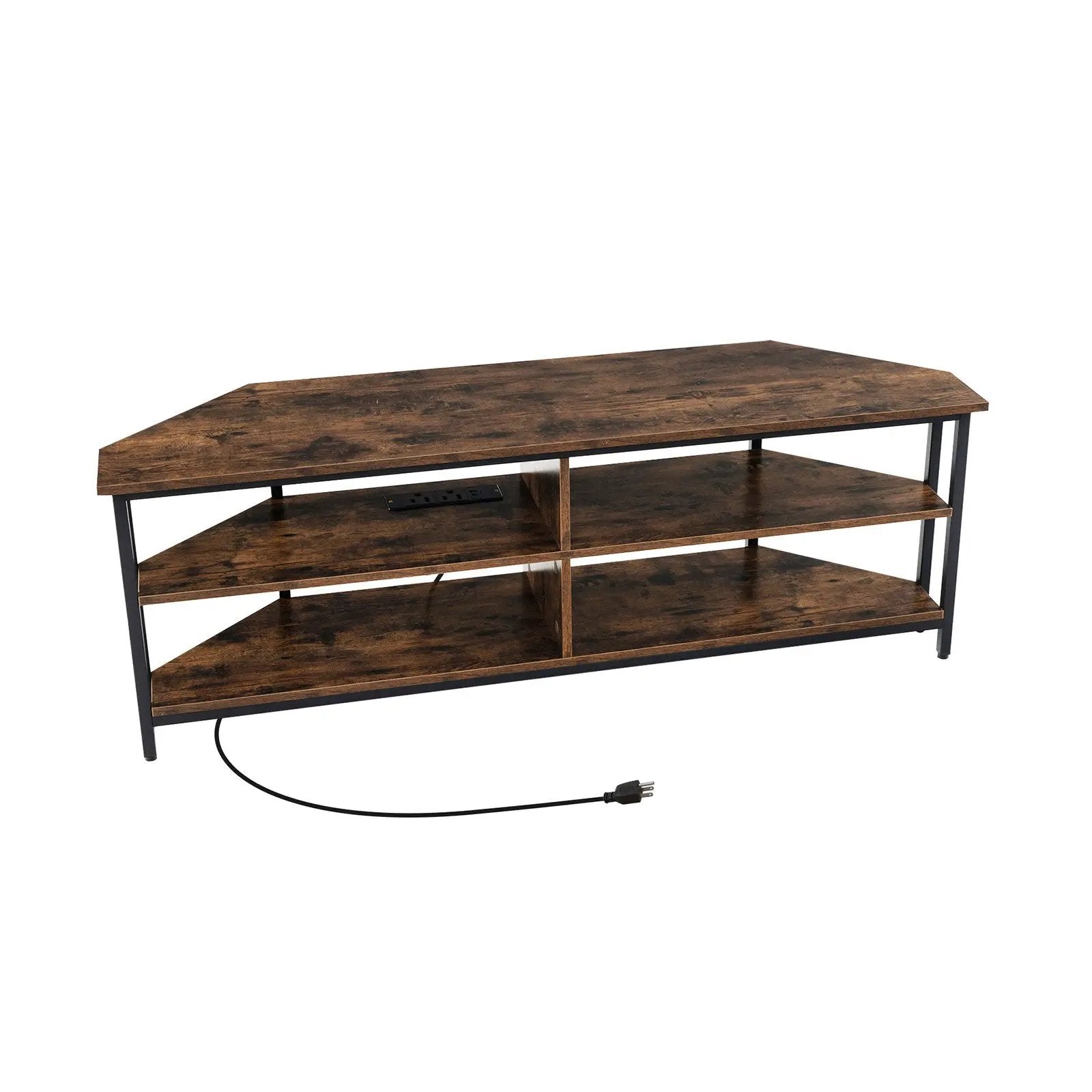 3-Tier Corner TV Stand for TVs up to 65 Inches with Charging Station by DirectDeals