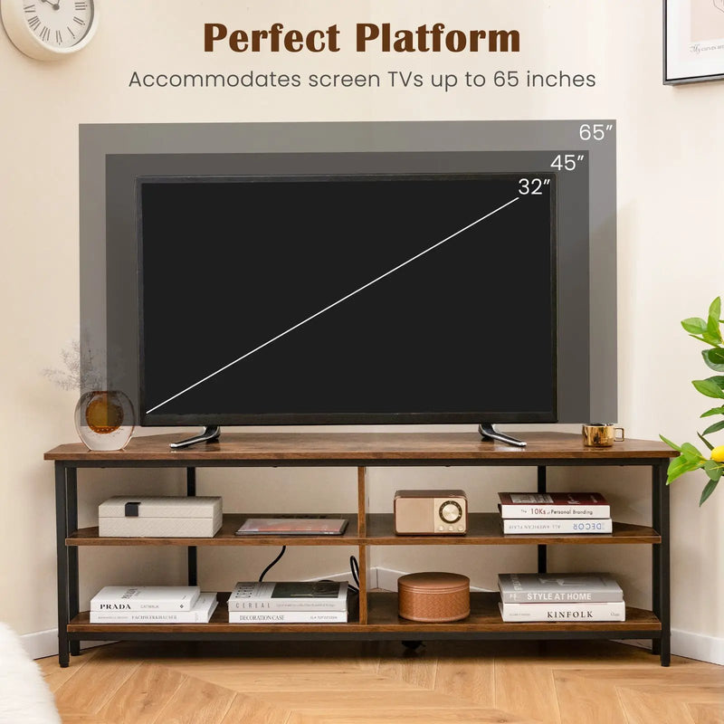 3-Tier Corner TV Stand for TVs up to 65 Inches with Charging Station by DirectDeals