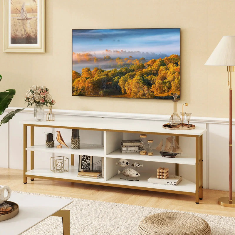 3-Tier Corner TV Stand for TVs up to 65 Inches with Charging Station by DirectDeals