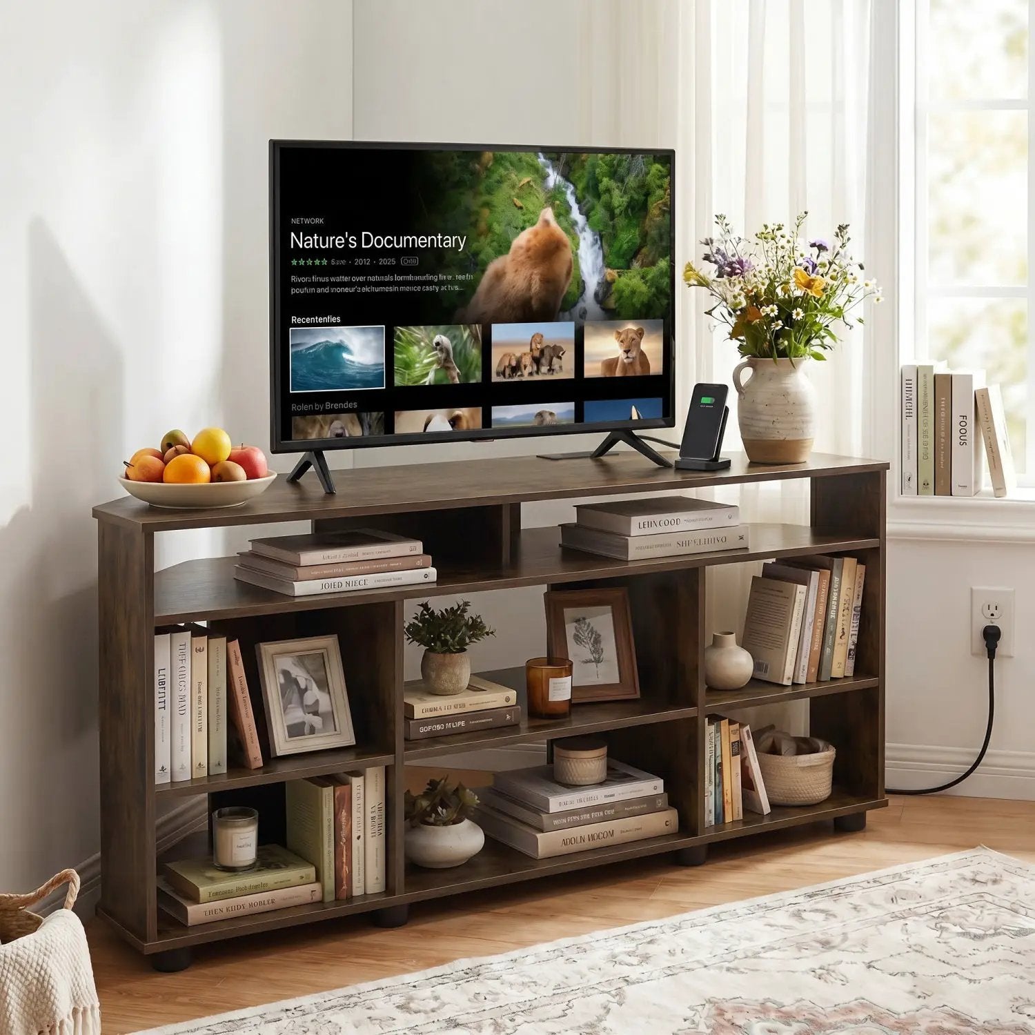 Corner TV Stand for TVs up to 55 Inch with Storage by DirectDeals