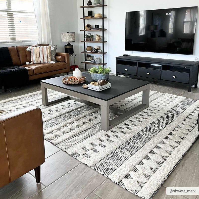 Corry Cream&Black Wool Rug - Clearance by Boutique Rugs