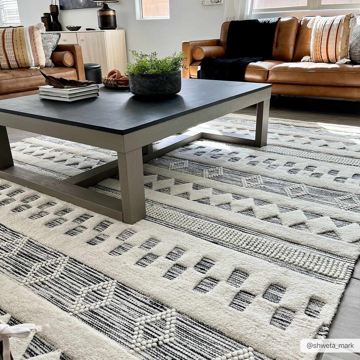 Corry Cream&Black Wool Rug - Clearance by Boutique Rugs