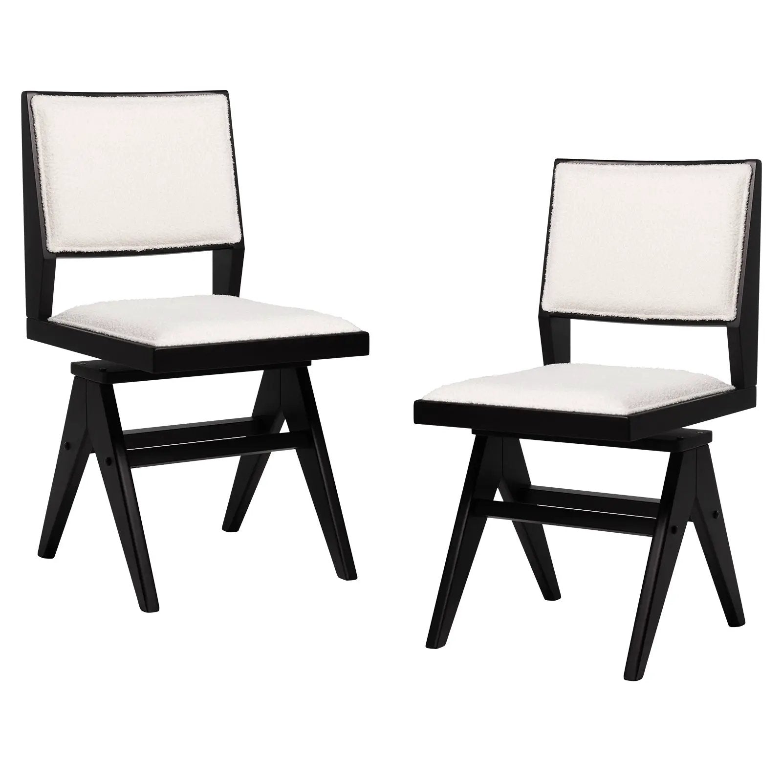 Swivel Wooden Dining Chair Set of 2 with Rubber Wood Frame and Padded Seat-Black by DirectDeals