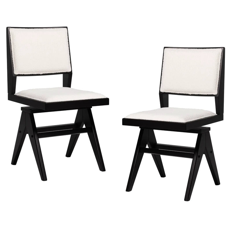 Swivel Wooden Dining Chair Set of 2 with Rubber Wood Frame and Padded Seat-Black by DirectDeals