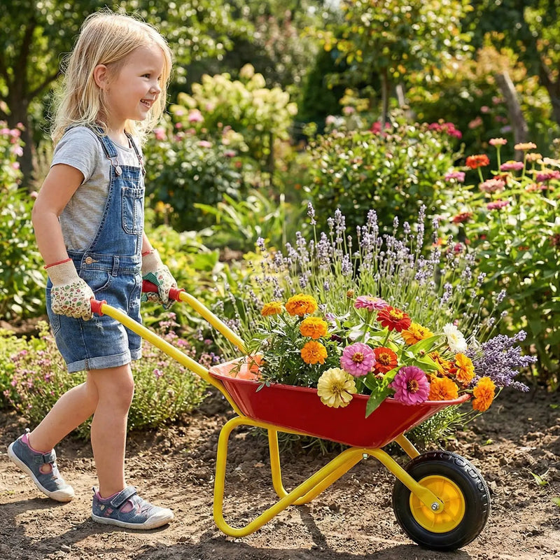 Costzon Kids Wheelbarrow with All-Terrain Wheels-Red by DirectDeals