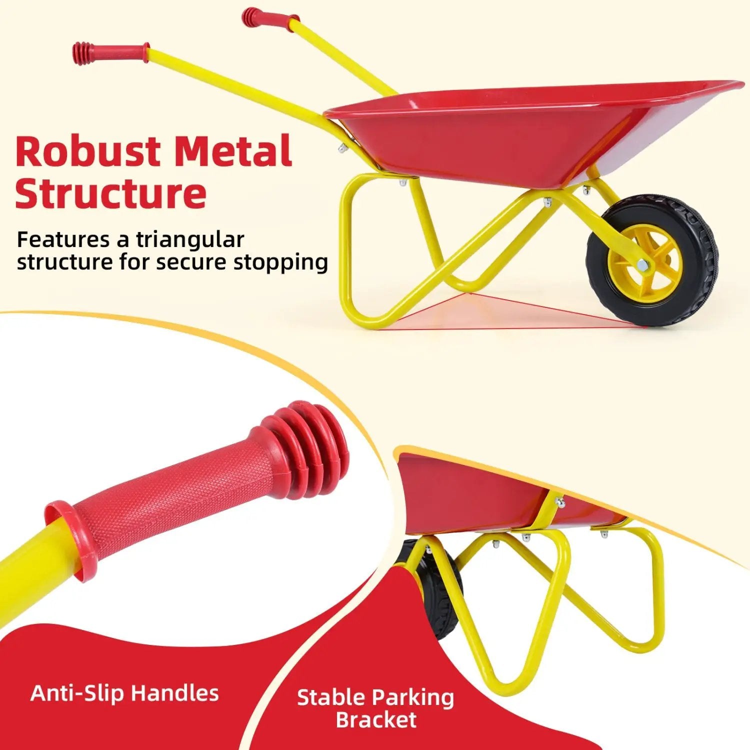Costzon Kids Wheelbarrow with All-Terrain Wheels-Red by DirectDeals