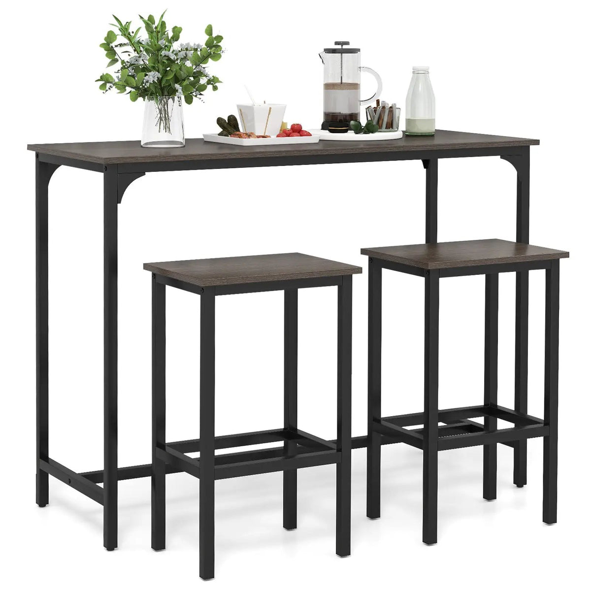 Industrial 3-Piece 47.5" Counter-Height Dining Table and 2 Bar Stools by DirectDeals