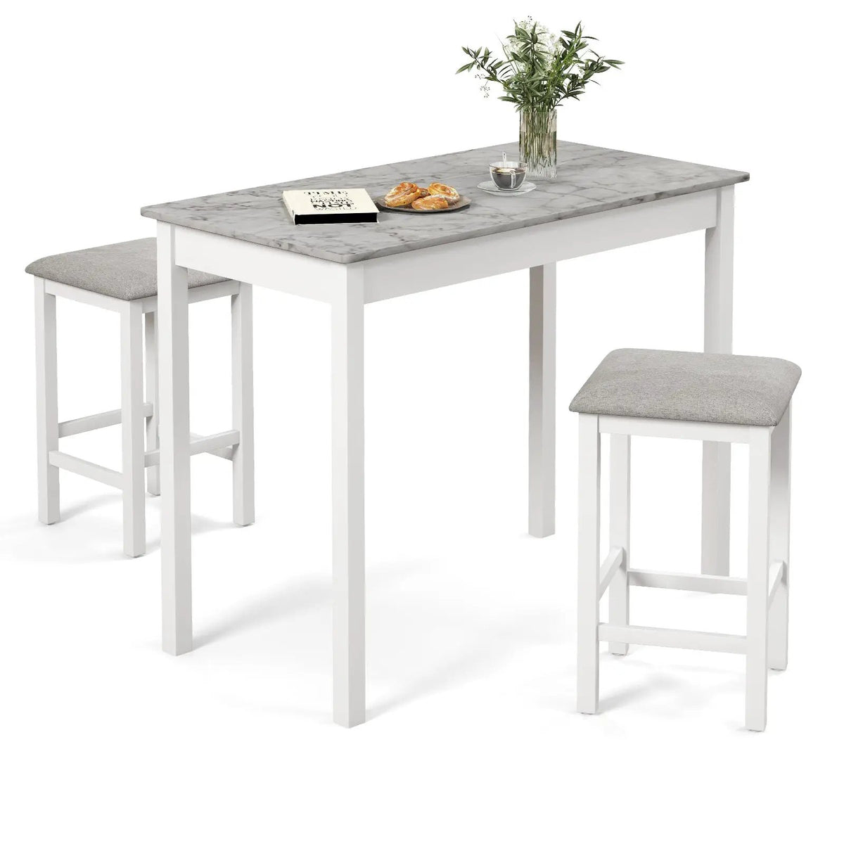 Counter-Height Dining Table and 2 Upholstered Bar Stools by DirectDeals