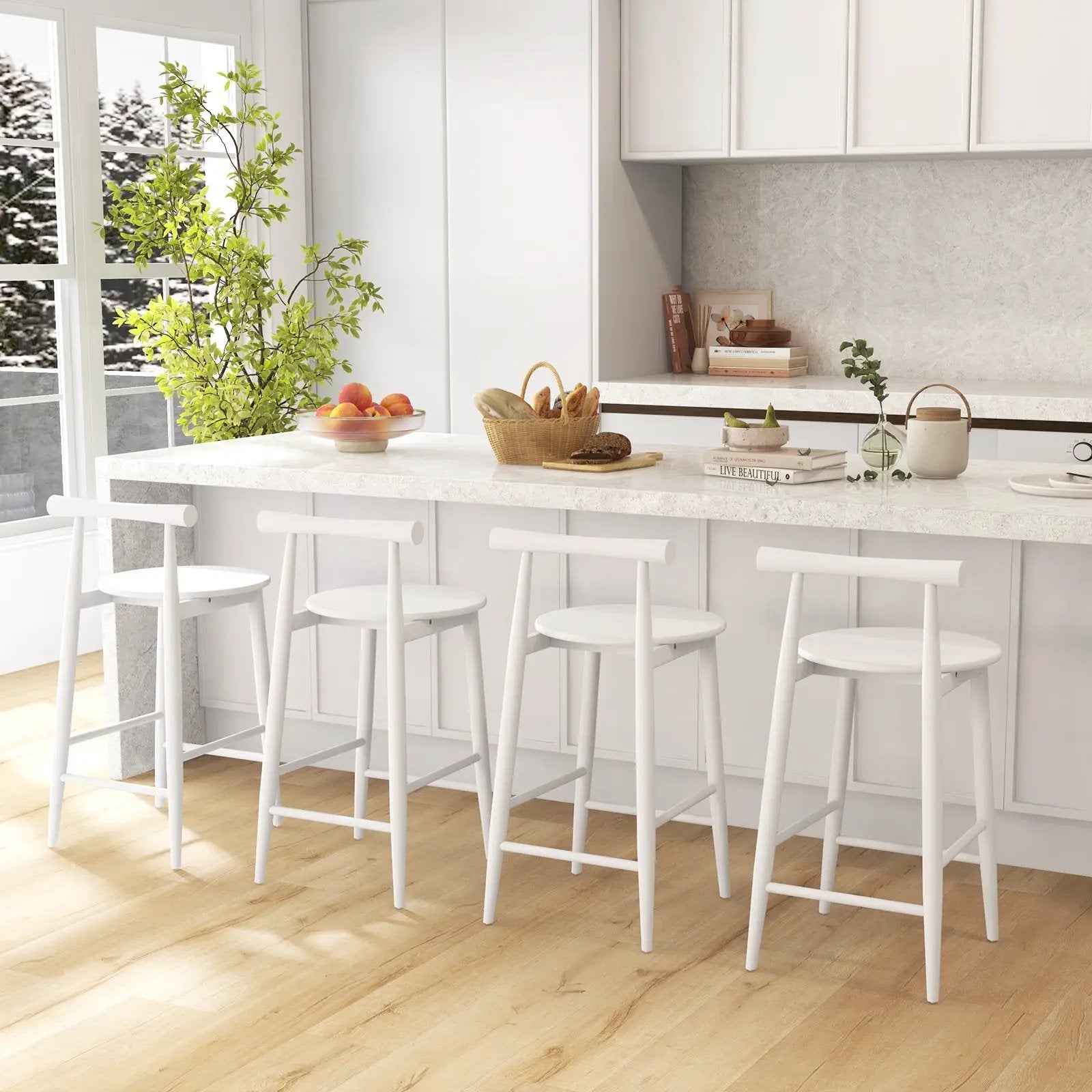 Counter Height Bar Chair Set with Acacia Wood Frame and Supporting Legs by DirectDeals
