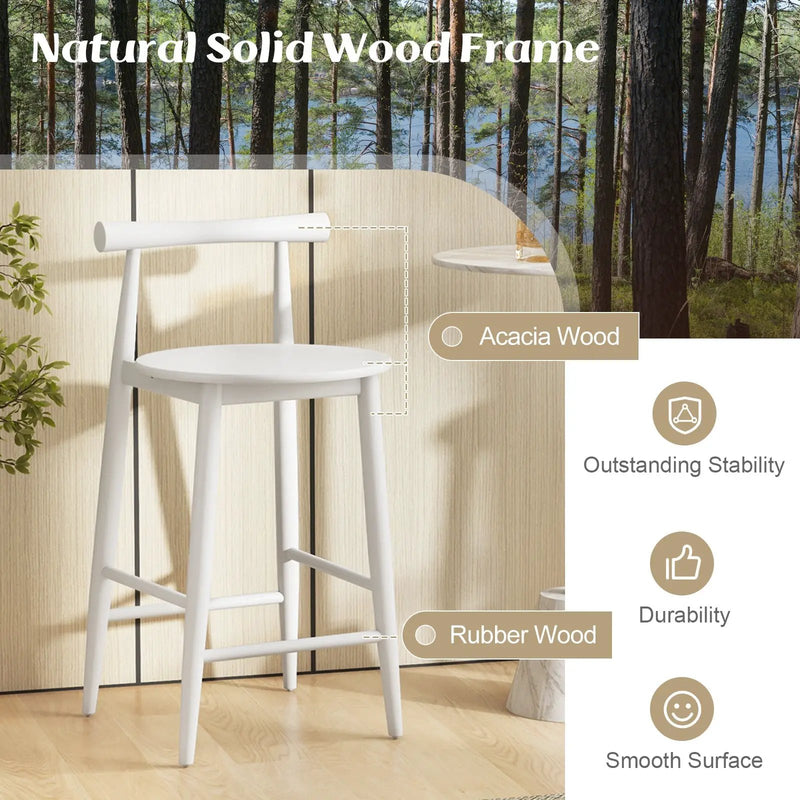 Counter Height Bar Chair Set with Acacia Wood Frame and Supporting Legs by DirectDeals