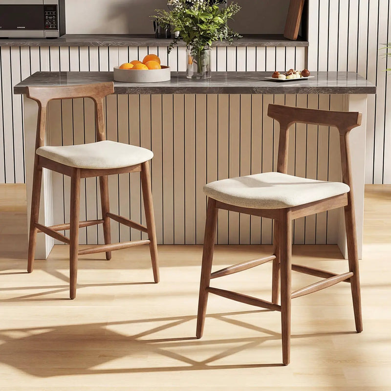 Counter Height Bar Stools 24 Inch Solid Wood Kitchen Island Chairs with Curved Backs by DirectDeals