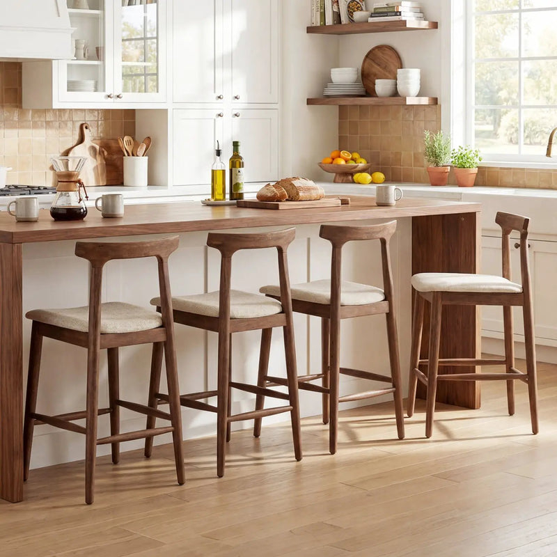 Counter Height Bar Stools 24 Inch Solid Wood Kitchen Island Chairs with Curved Backs by DirectDeals