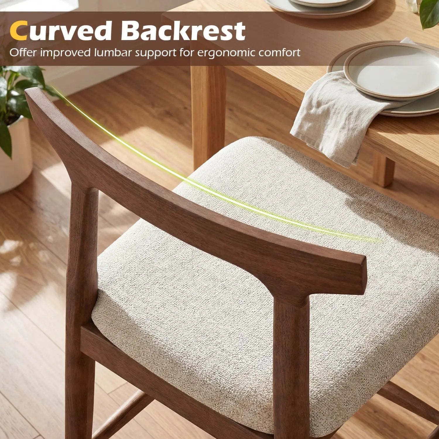 Counter Height Bar Stools 24 Inch Solid Wood Kitchen Island Chairs with Curved Backs by DirectDeals