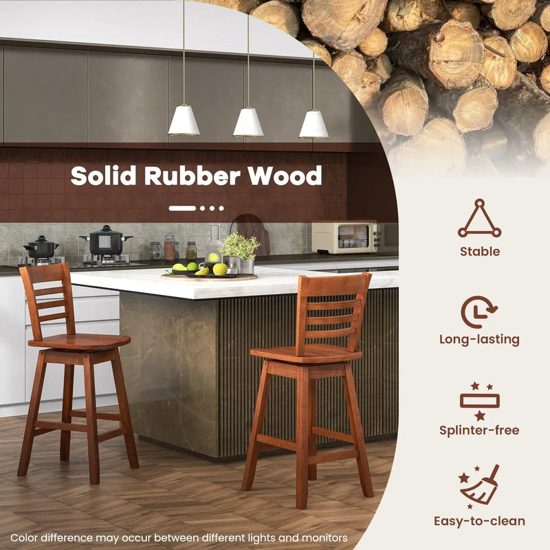 Counter Height Barstools Set of 2 with Footrest for Kitchen Island Bar by DirectDeals
