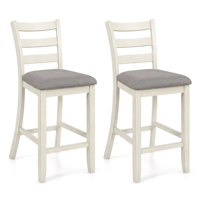 2 Pieces Counter Height Chairs with Fabric Seat and Rubber Wood Legs by DirectDeals