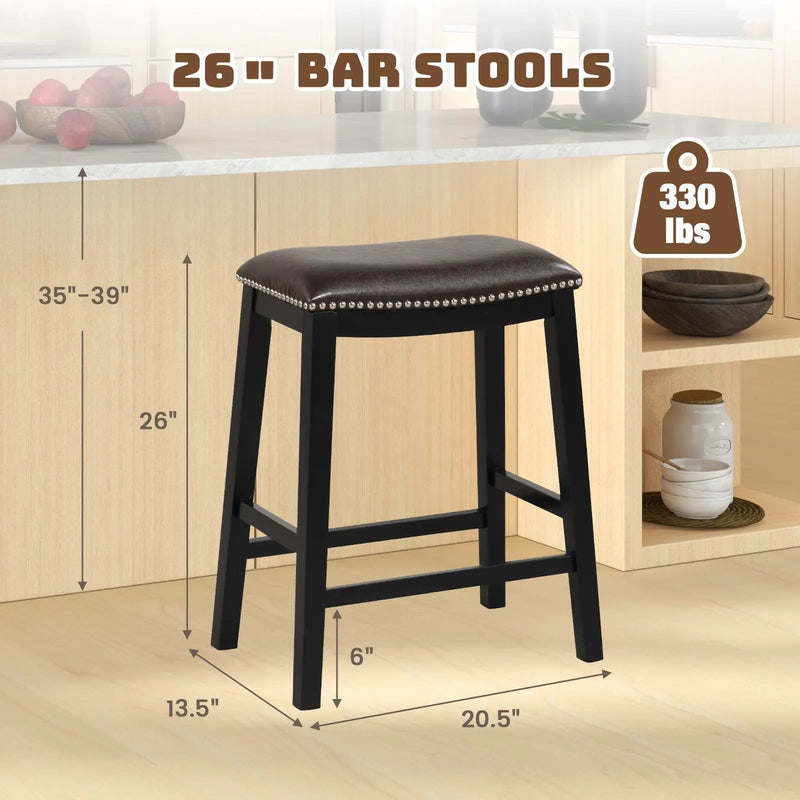 26 Inch Counter Height Bar Stool Set of 2 with Upholstered Seat by DirectDeals