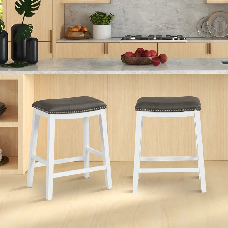 26 Inch Counter Height Bar Stool Set of 2 with Upholstered Seat by DirectDeals