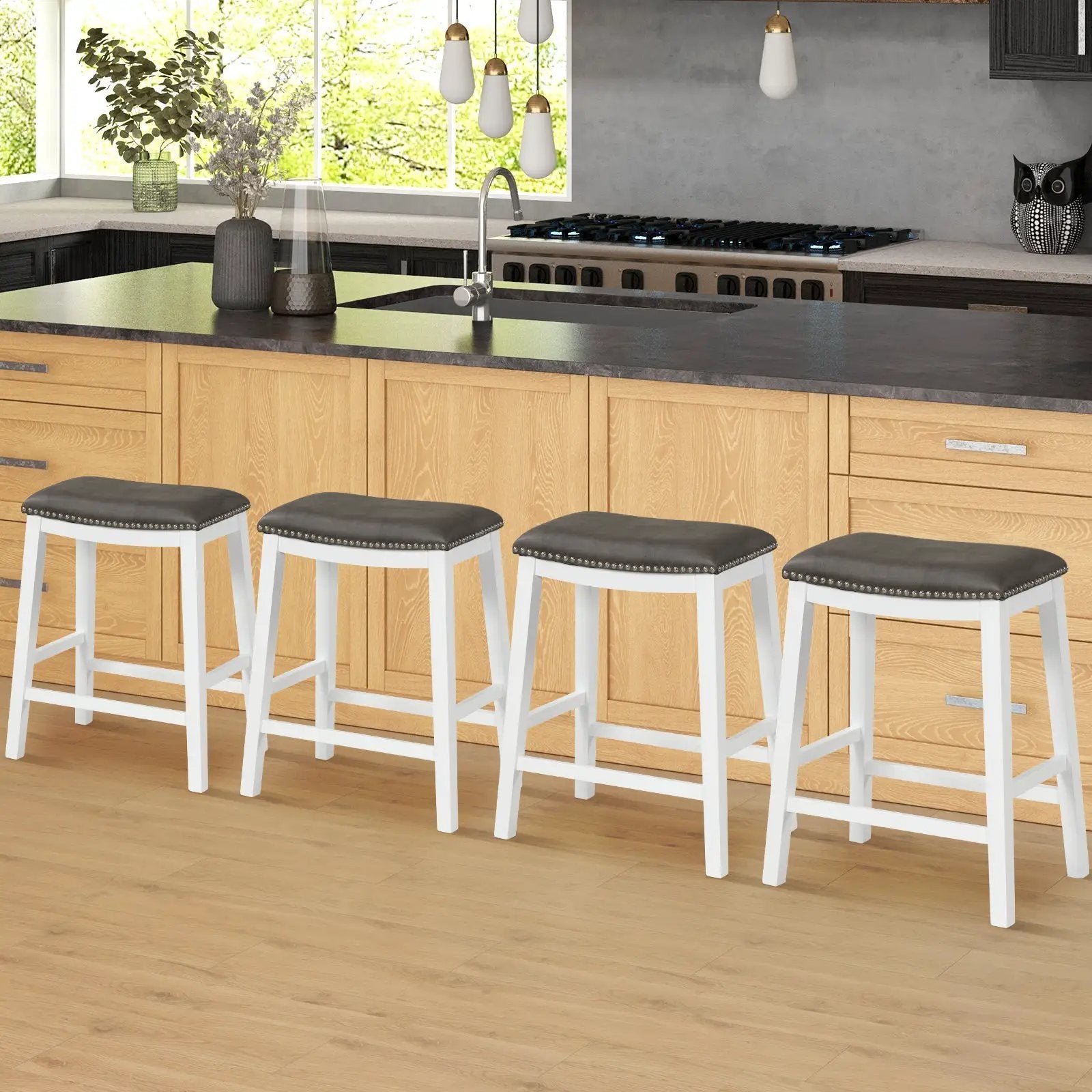 26 Inch Counter Height Bar Stool Set of 2 with Upholstered Seat by DirectDeals
