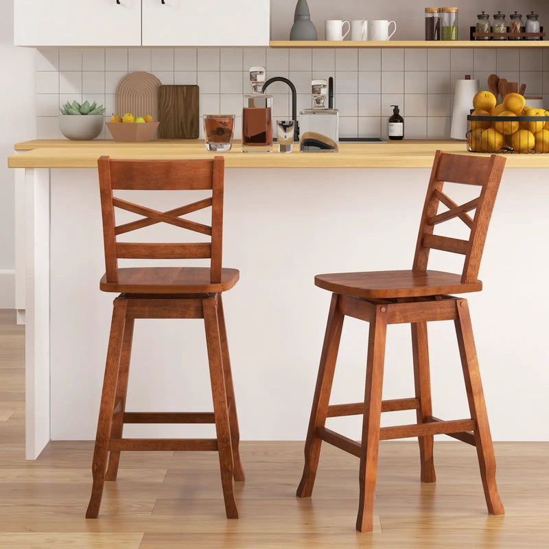Swivel 24-Inch Counter Height Stool Set of 2 with Inclined Backrest by DirectDeals