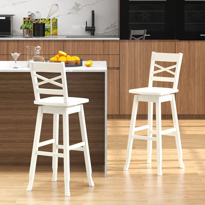 Swivel 30-Inch Bar Height Stool Set of 2 with Footrest by DirectDeals