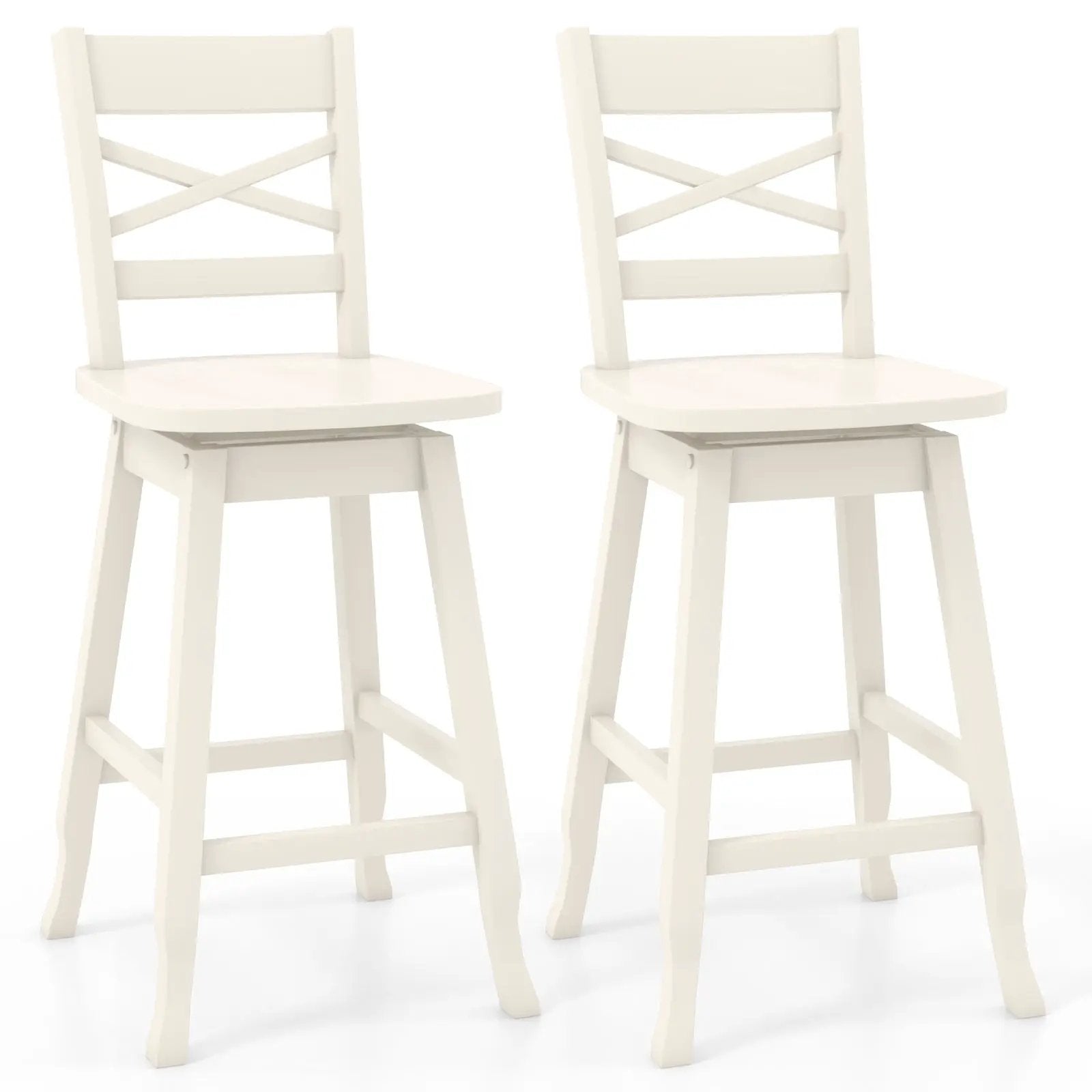 Swivel 24-Inch Counter Height Stool Set of 2 with Inclined Backrest by DirectDeals