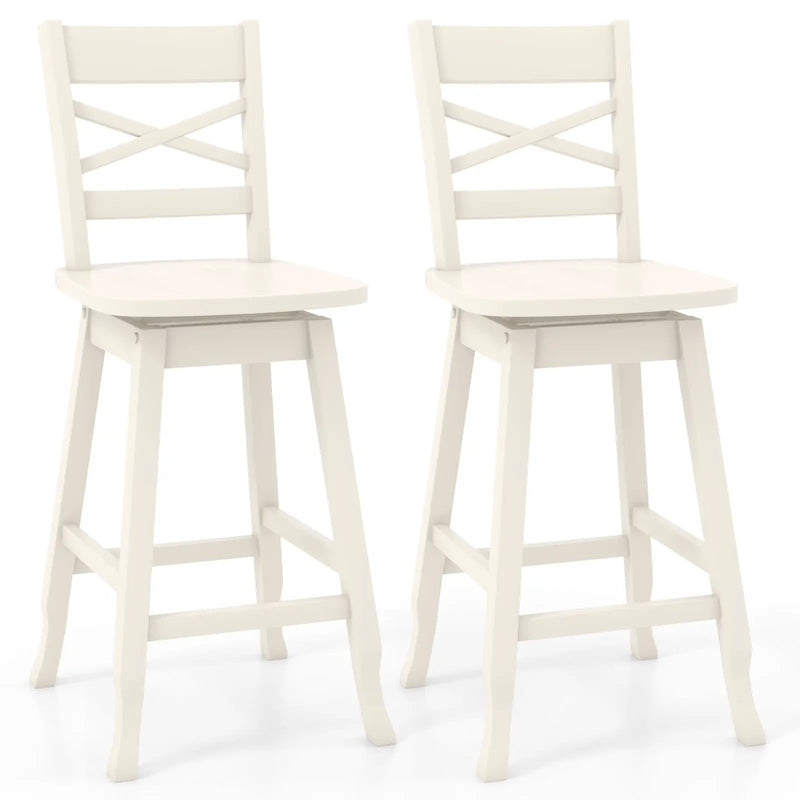 Swivel 24-Inch Counter Height Stool Set of 2 with Inclined Backrest by DirectDeals