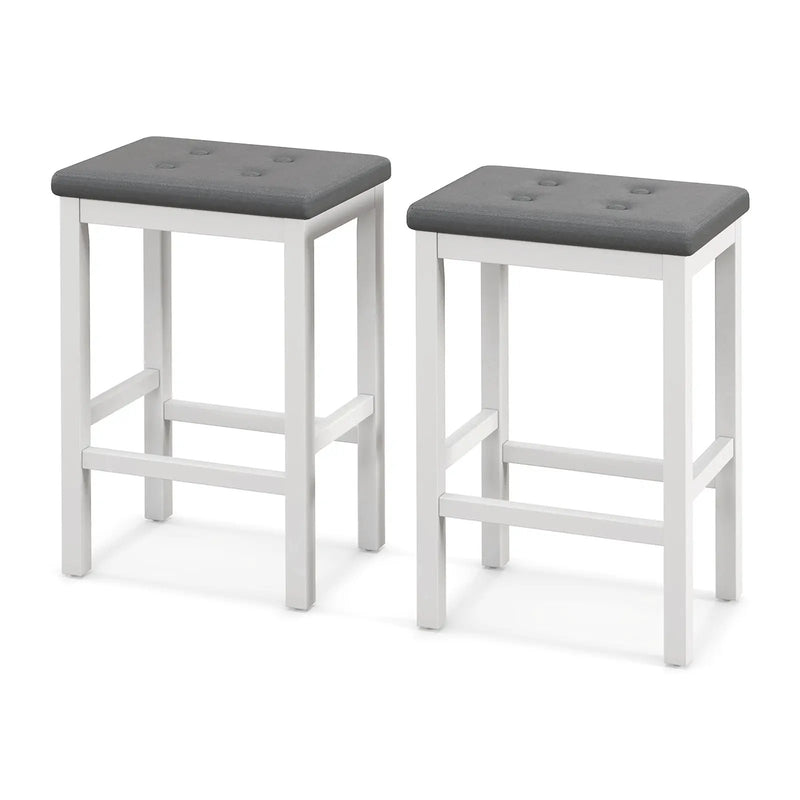 24 Inch Bar Stools with Padded Seat Footrest and Rubber Wood Frame by DirectDeals