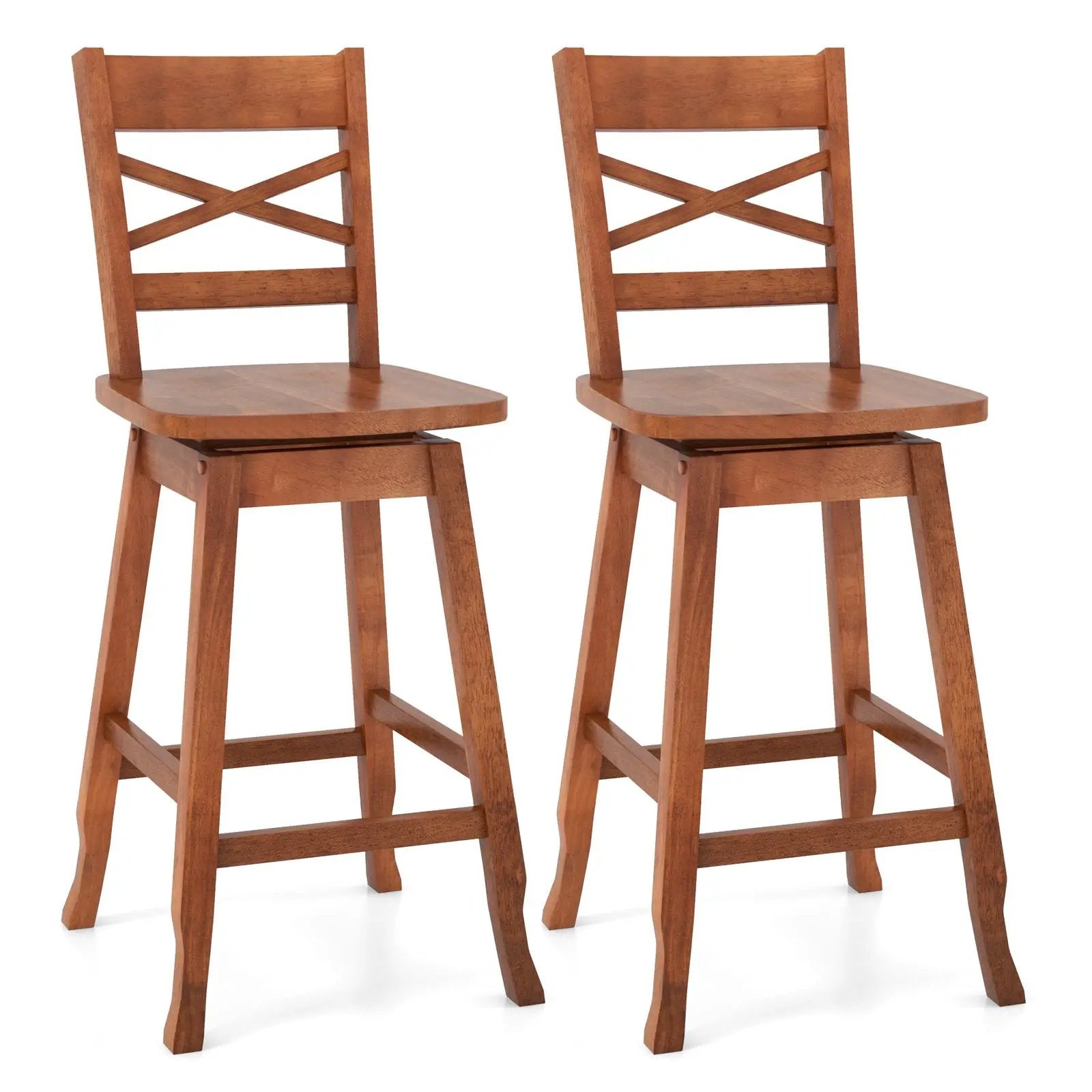 Swivel 24-Inch Counter Height Stool Set of 2 with Inclined Backrest by DirectDeals
