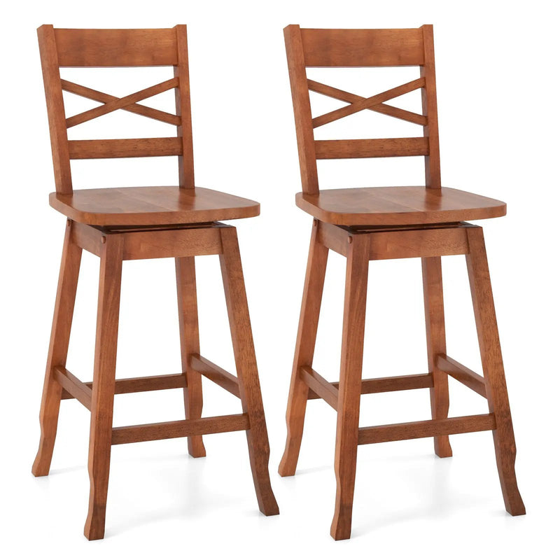 Swivel 24-Inch Counter Height Stool Set of 2 with Inclined Backrest by DirectDeals