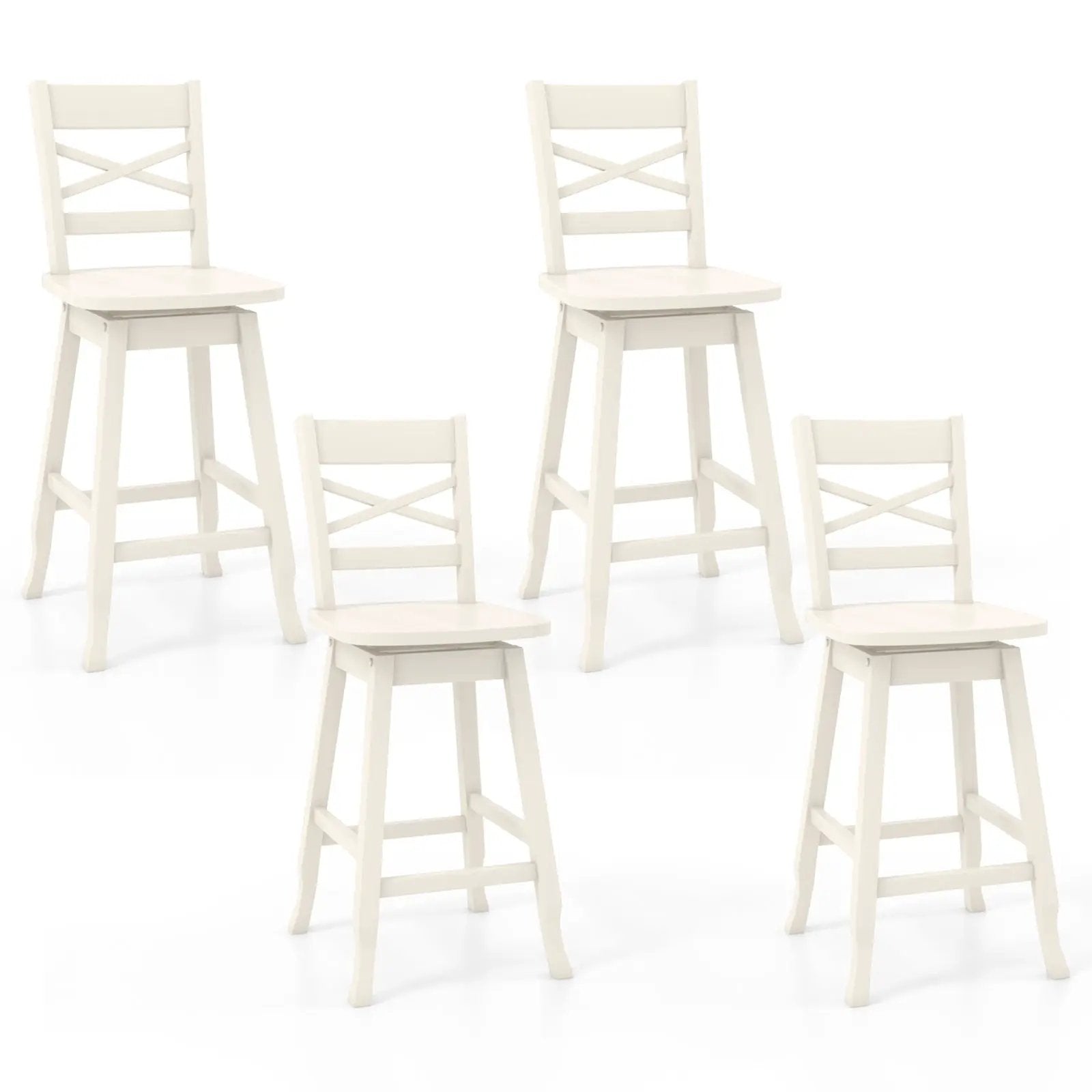 Swivel 24-Inch Counter Height Stool Set of 2 with Inclined Backrest by DirectDeals