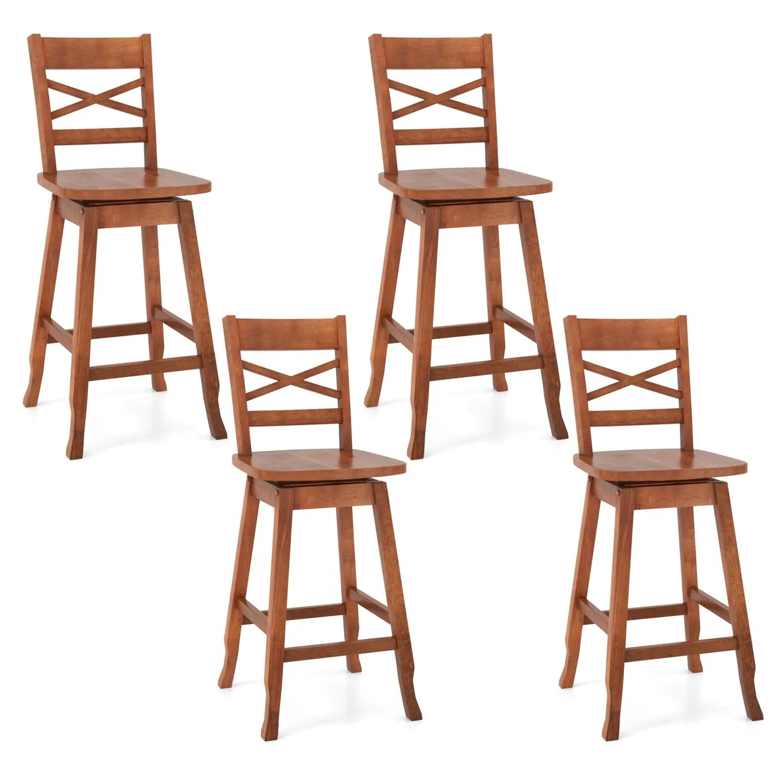 Swivel 24-Inch Counter Height Stool Set of 2 with Inclined Backrest by DirectDeals