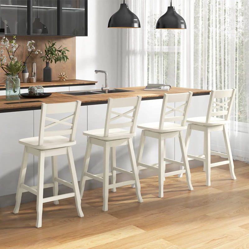 Swivel 24-Inch Counter Height Stool Set of 2 with Inclined Backrest by DirectDeals