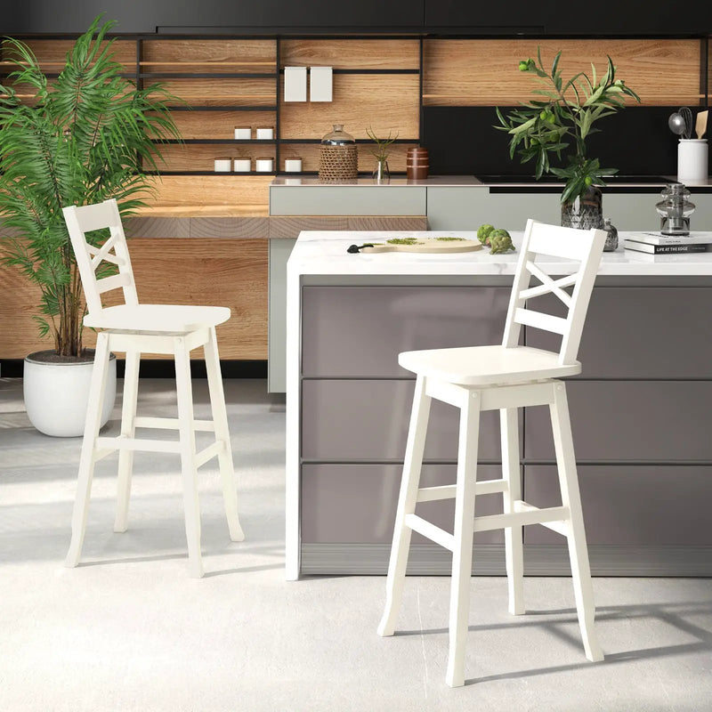 Swivel 30-Inch Bar Height Stool Set of 2 with Footrest by DirectDeals