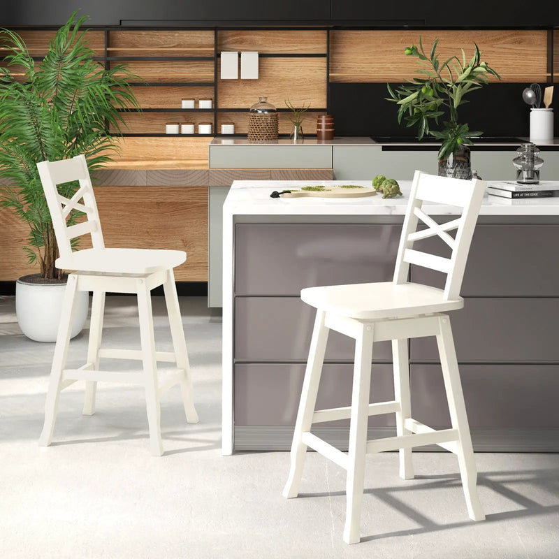 Swivel 24-Inch Counter Height Stool Set of 2 with Inclined Backrest by DirectDeals