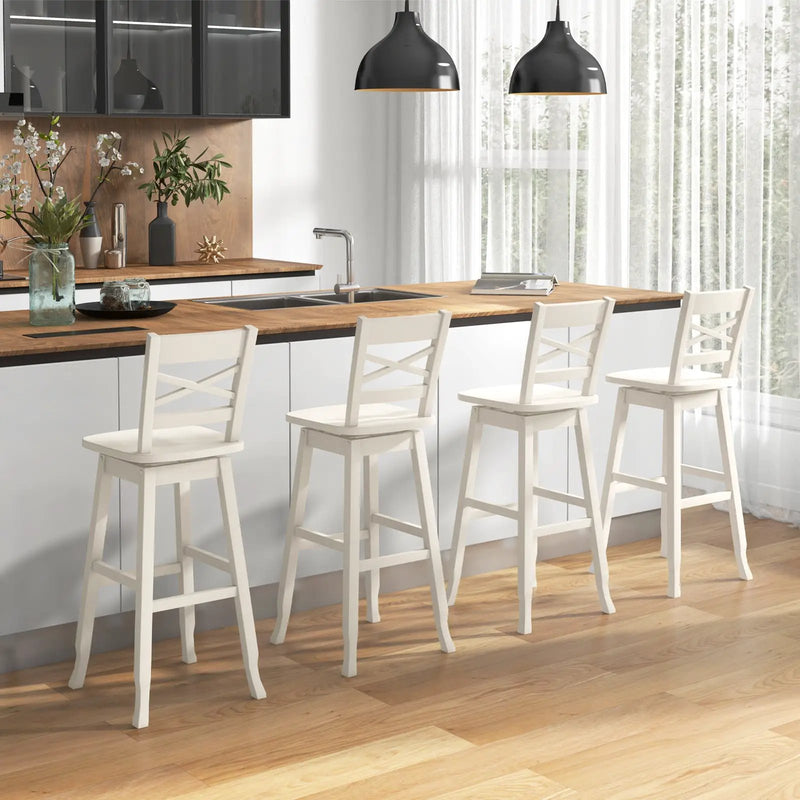 Swivel 30-Inch Bar Height Stool Set of 2 with Footrest by DirectDeals