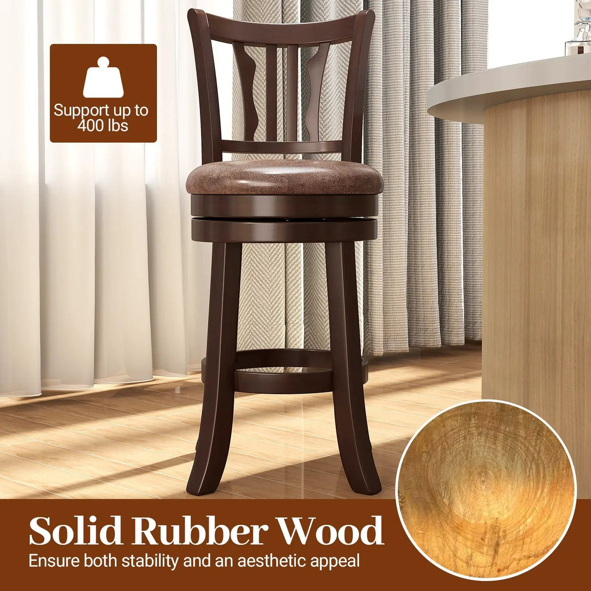 Counter Height Swivel Bar Stools Set of 2 with Back and Solid Rubber Frame, photo 12 of 16