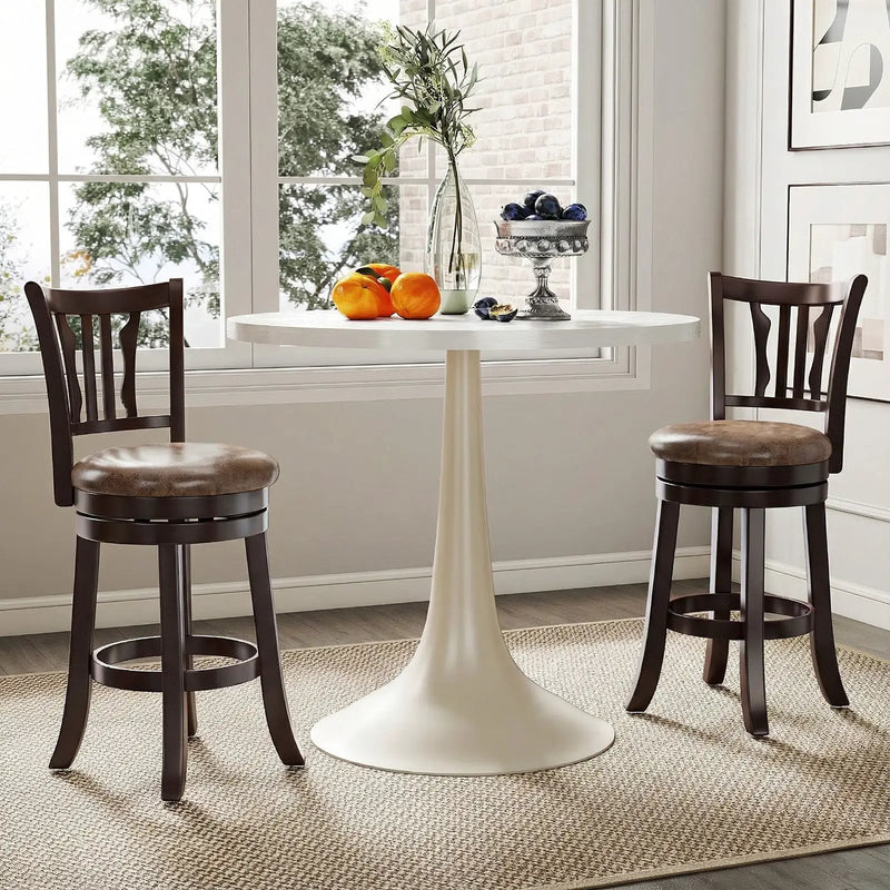 Counter Height Swivel Bar Stools Set of 2 with Back and Solid Rubber Frame by DirectDeals